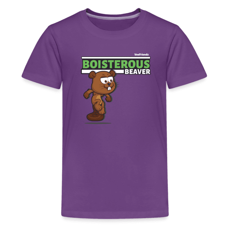 Boisterous Beaver Character Comfort Kids Tee - purple