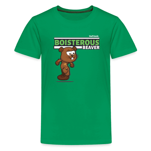 Boisterous Beaver Character Comfort Kids Tee - kelly green