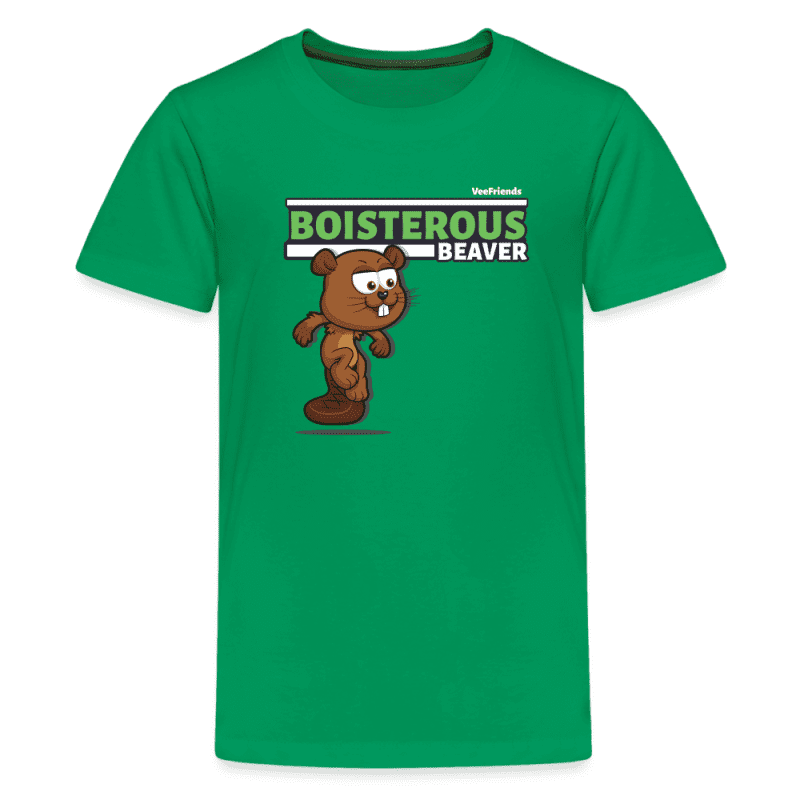 Boisterous Beaver Character Comfort Kids Tee - kelly green