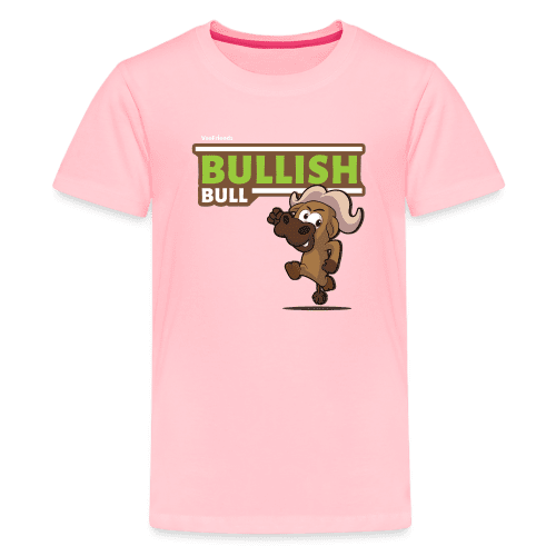 Bullish Bull Character Comfort Kids Tee - pink