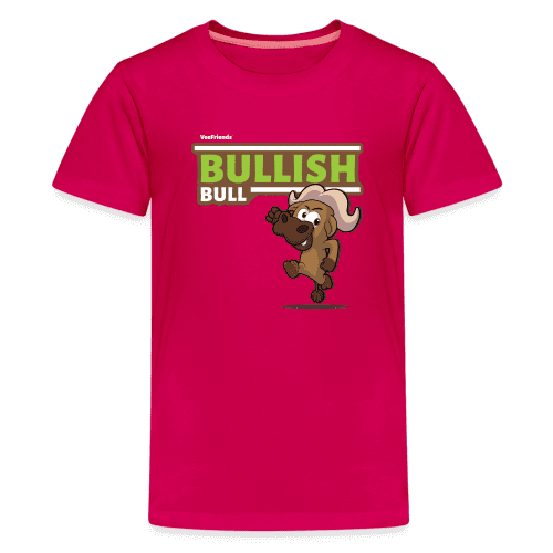 Bullish Bull Character Comfort Kids Tee - dark pink