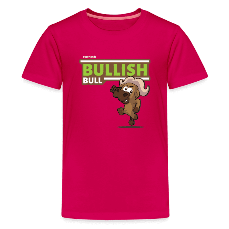 Bullish Bull Character Comfort Kids Tee - dark pink