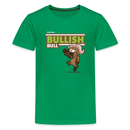 Bullish Bull Character Comfort Kids Tee - kelly green