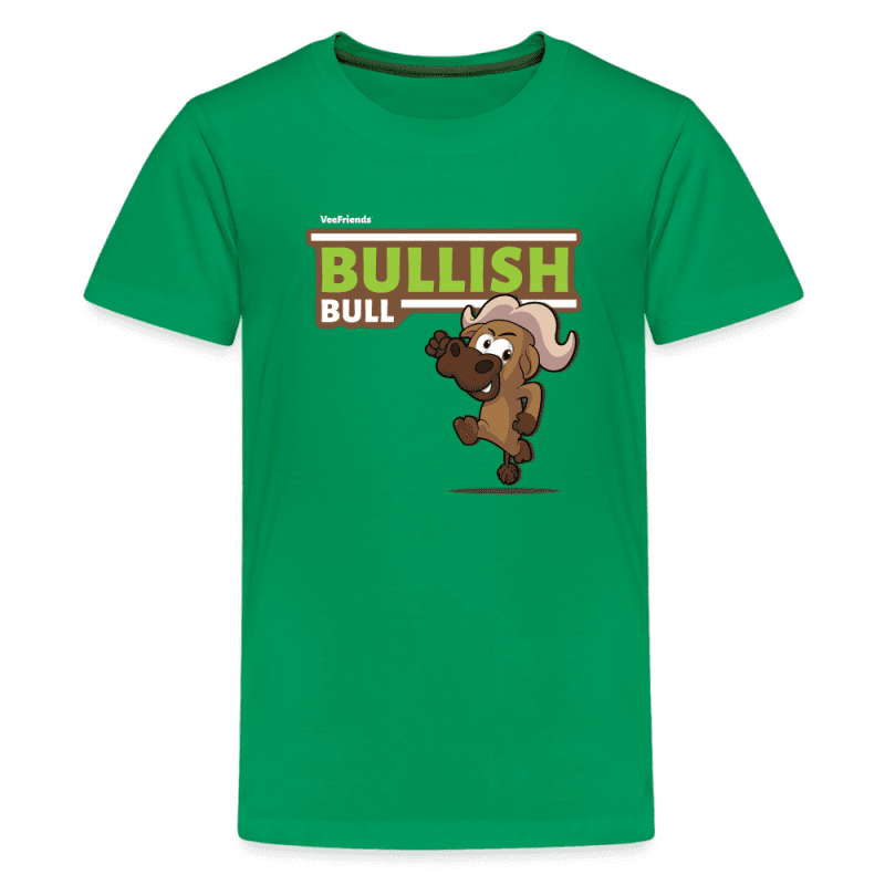 Bullish Bull Character Comfort Kids Tee - kelly green