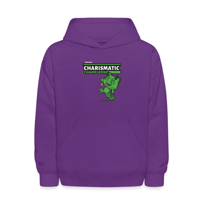 Charismatic Chameleon Character Comfort Kids Hoodie - purple