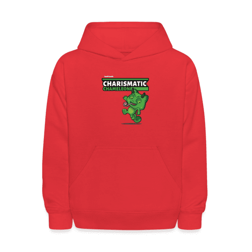 Charismatic Chameleon Character Comfort Kids Hoodie - red