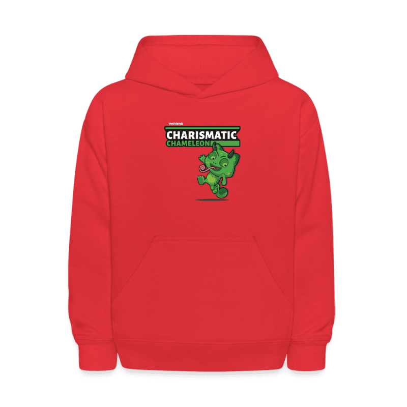 Charismatic Chameleon Character Comfort Kids Hoodie - red