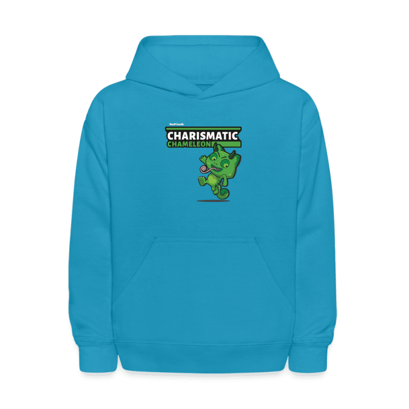 Charismatic Chameleon Character Comfort Kids Hoodie - turquoise