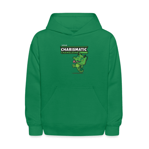 Charismatic Chameleon Character Comfort Kids Hoodie - kelly green