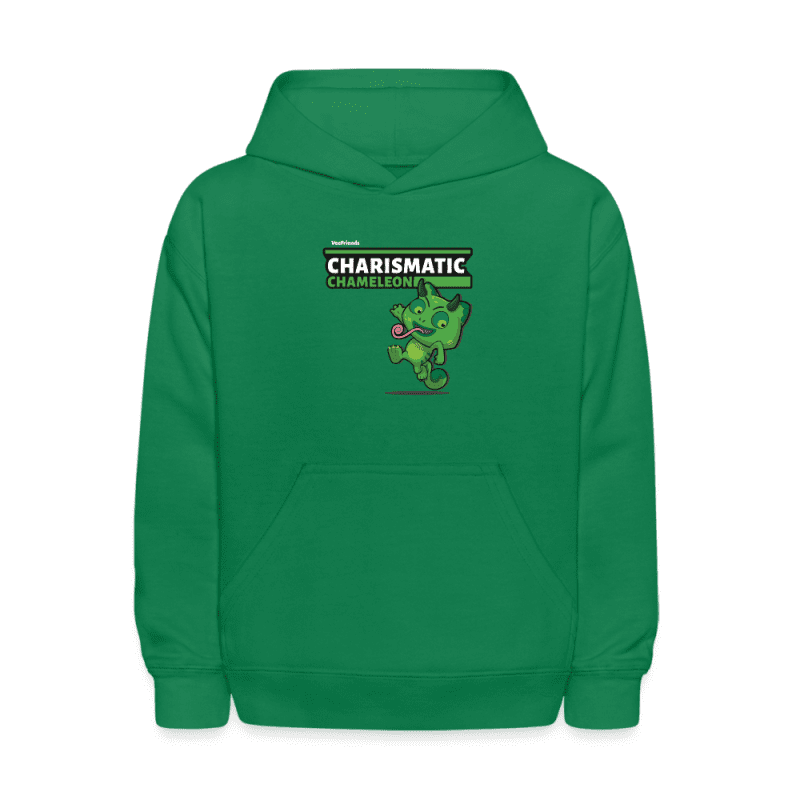 Charismatic Chameleon Character Comfort Kids Hoodie - kelly green