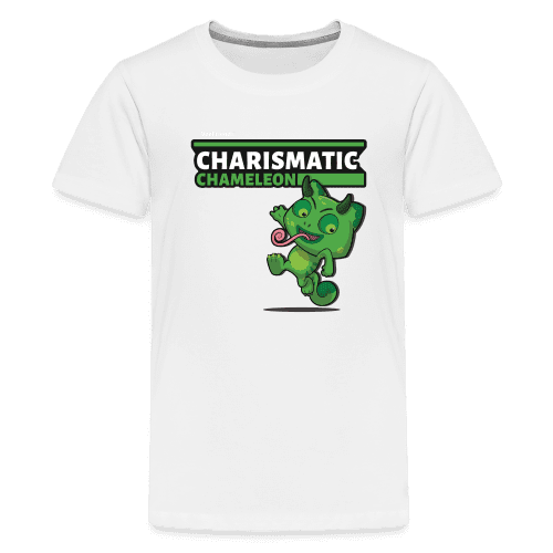 Charismatic Chameleon Character Comfort Kids Tee - white