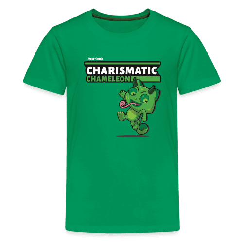 Charismatic Chameleon Character Comfort Kids Tee - kelly green