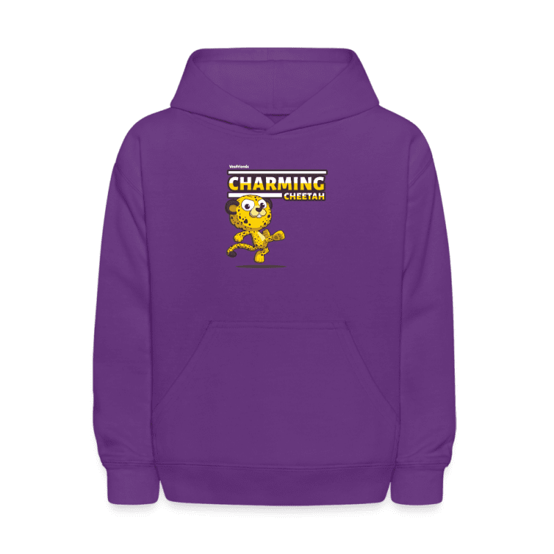 Charming Cheetah Character Comfort Kids Hoodie - purple