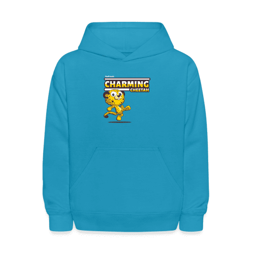 Charming Cheetah Character Comfort Kids Hoodie - turquoise