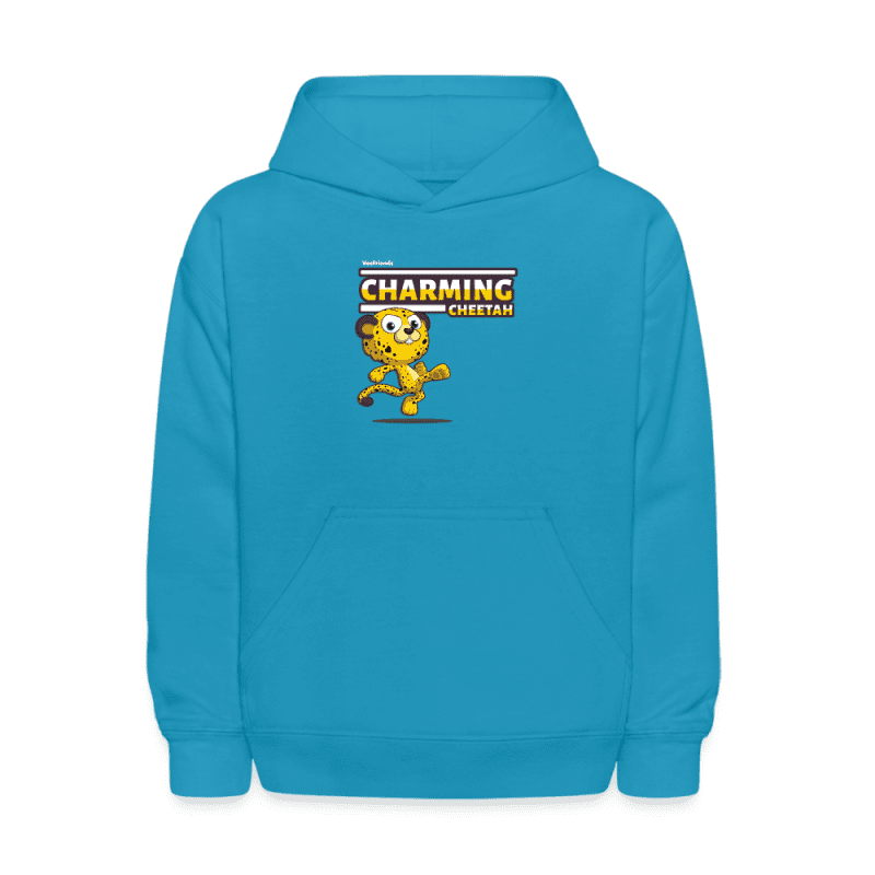 Charming Cheetah Character Comfort Kids Hoodie - turquoise