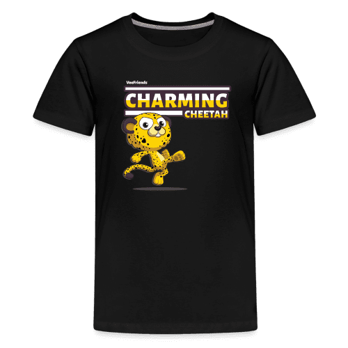 Charming Cheetah Character Comfort Kids Tee - black