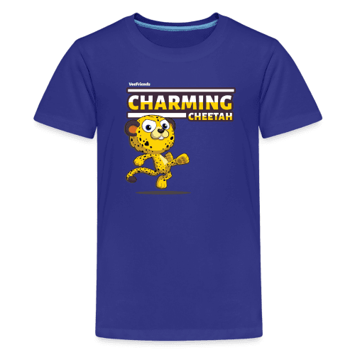 Charming Cheetah Character Comfort Kids Tee - royal blue