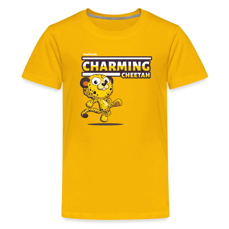 Charming Cheetah Character Comfort Kids Tee - sun yellow