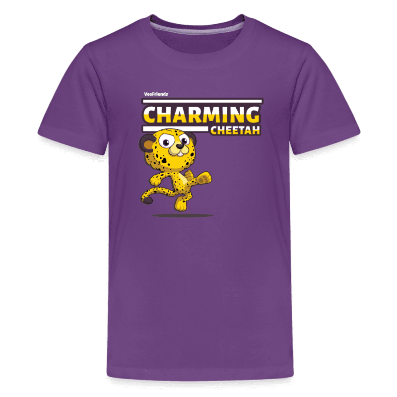 Charming Cheetah Character Comfort Kids Tee - purple