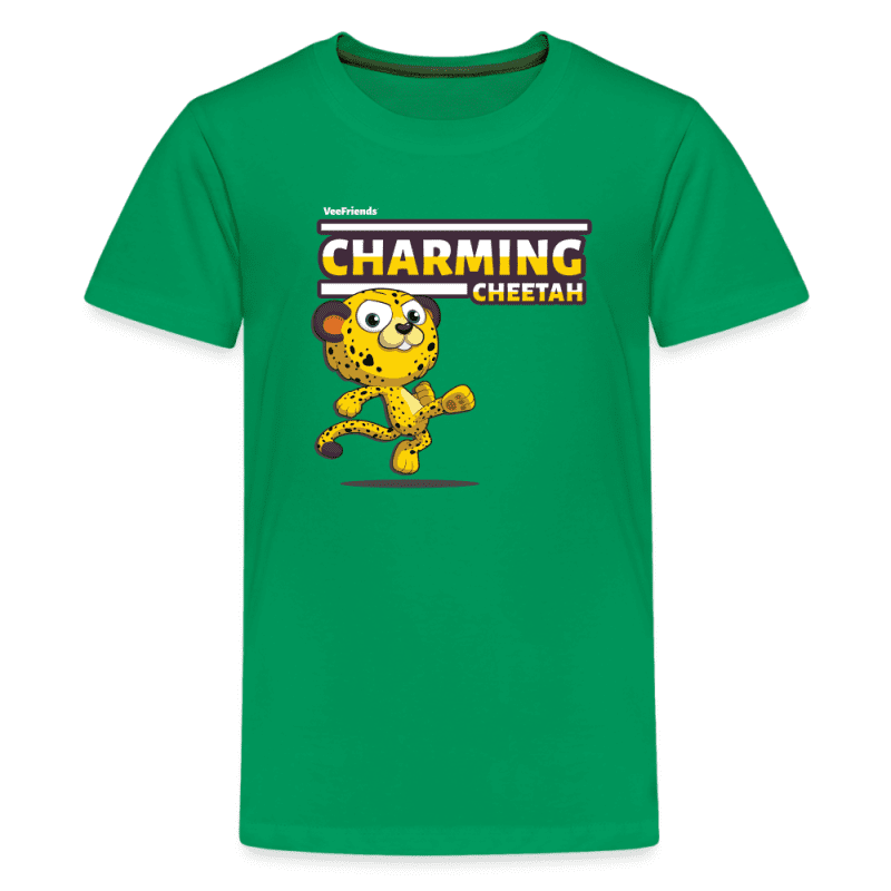 Charming Cheetah Character Comfort Kids Tee - kelly green