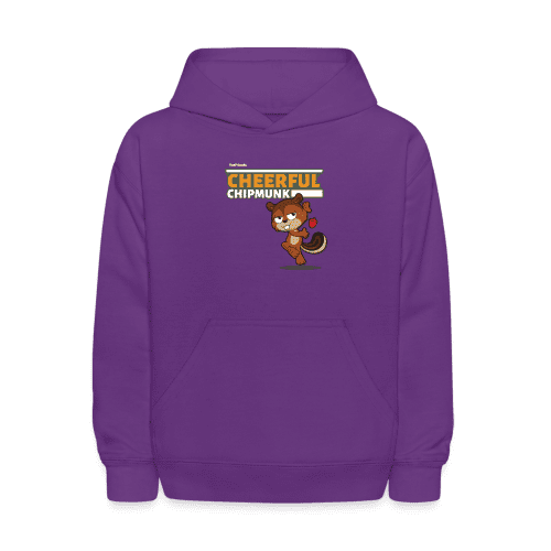 Cheerful Chipmunk Character Comfort Kids Hoodie - purple