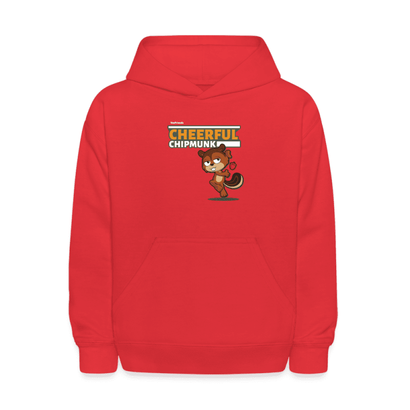 Cheerful Chipmunk Character Comfort Kids Hoodie - red