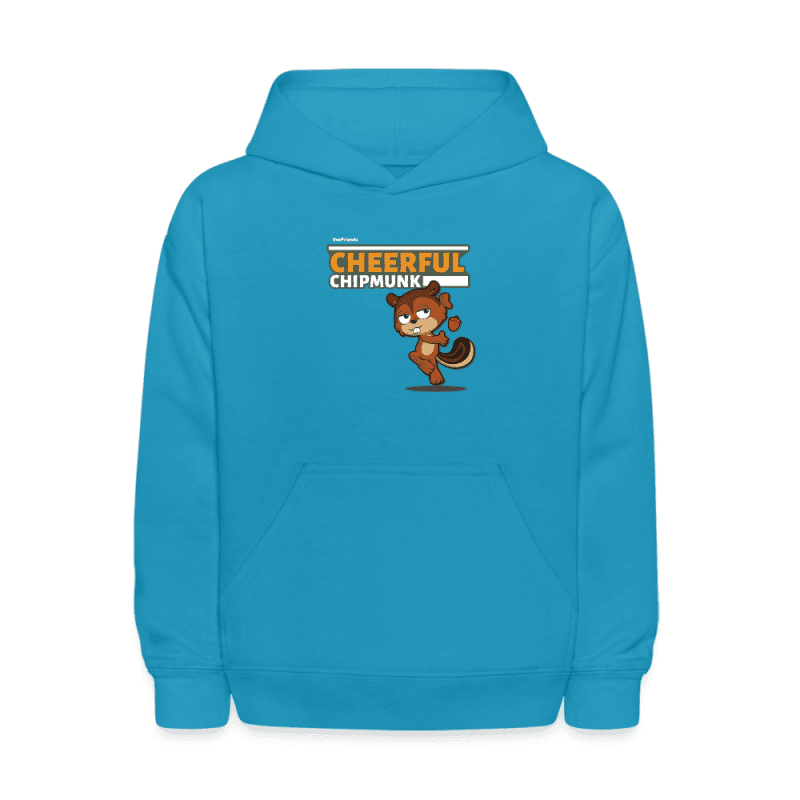 Cheerful Chipmunk Character Comfort Kids Hoodie - turquoise