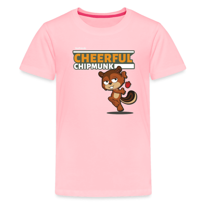 Cheerful Chipmunk Character Comfort Kids Tee - pink