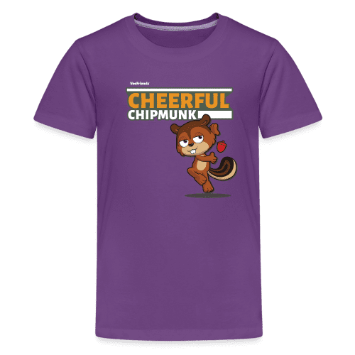 Cheerful Chipmunk Character Comfort Kids Tee - purple