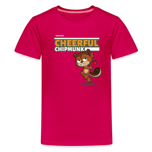 Cheerful Chipmunk Character Comfort Kids Tee - dark pink