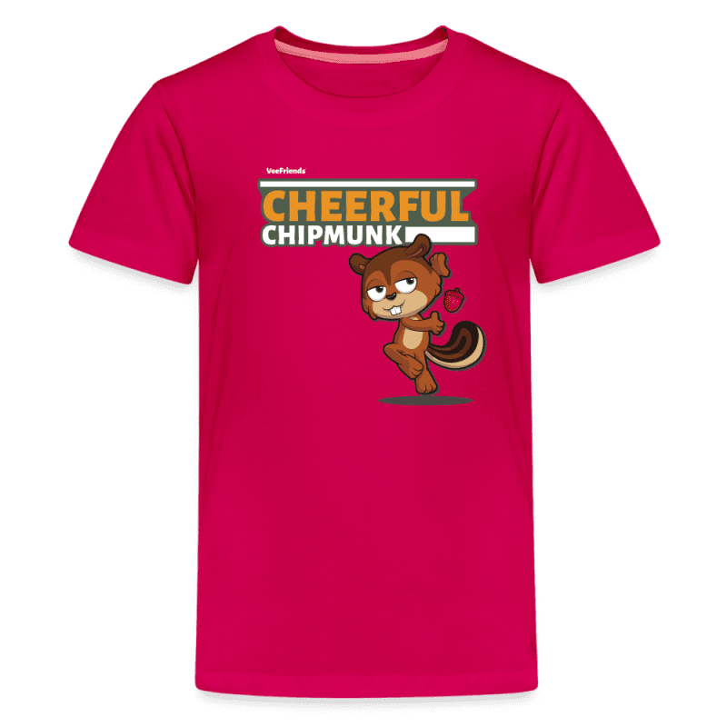 Cheerful Chipmunk Character Comfort Kids Tee - dark pink