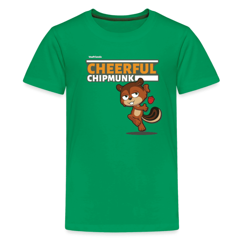 Cheerful Chipmunk Character Comfort Kids Tee - kelly green