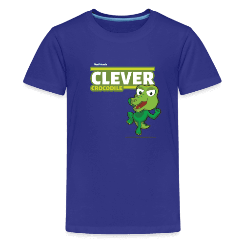 Clever Crocodile Character Comfort Kids Tee - royal blue