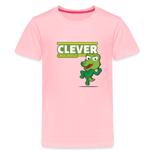 Clever Crocodile Character Comfort Kids Tee - pink