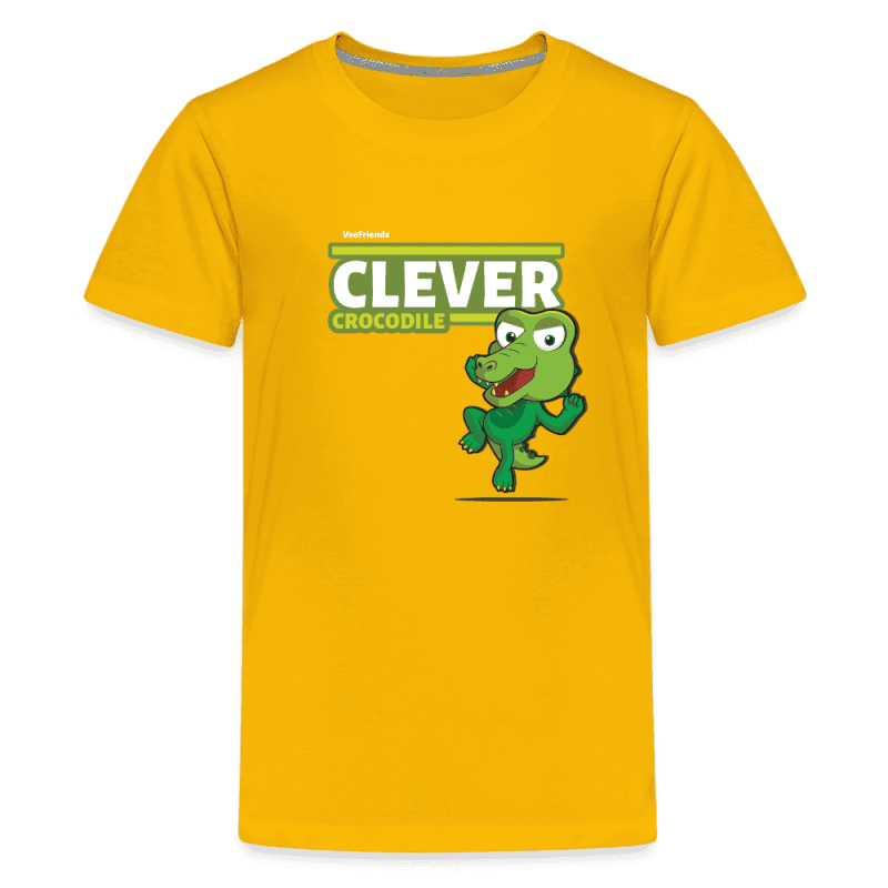 Clever Crocodile Character Comfort Kids Tee - sun yellow