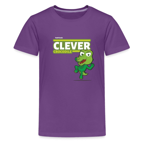 Clever Crocodile Character Comfort Kids Tee - purple