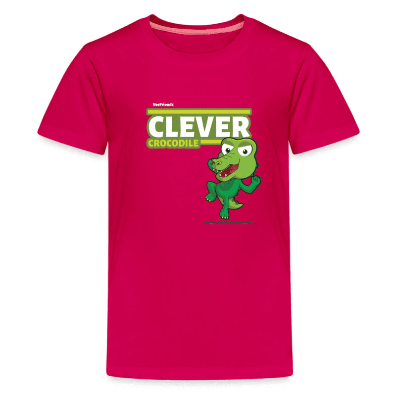 Clever Crocodile Character Comfort Kids Tee - dark pink