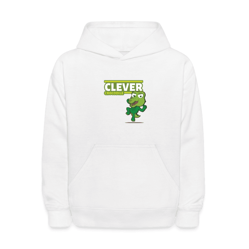 Clever Crocodile Character Comfort Kids Hoodie - white