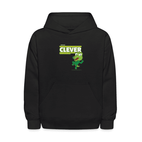 Clever Crocodile Character Comfort Kids Hoodie - black