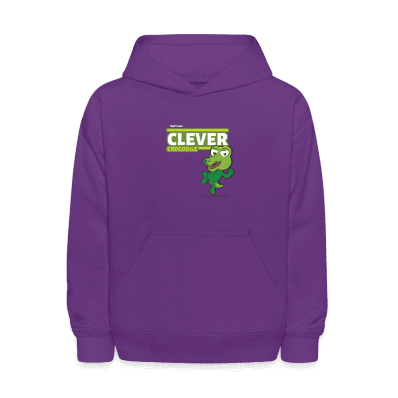 Clever Crocodile Character Comfort Kids Hoodie - purple