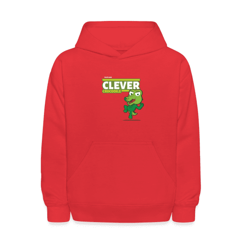 Clever Crocodile Character Comfort Kids Hoodie - red