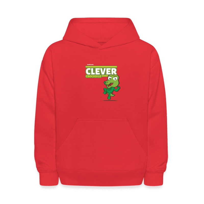 Clever Crocodile Character Comfort Kids Hoodie - red