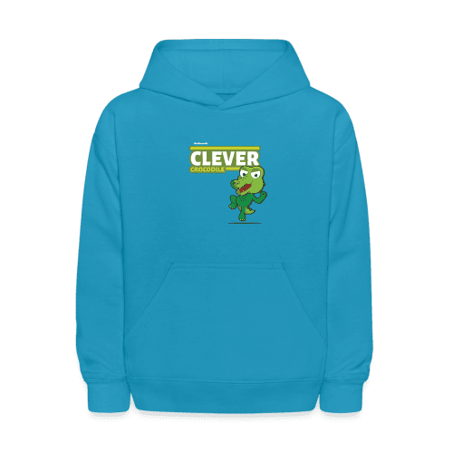 Clever Crocodile Character Comfort Kids Hoodie - turquoise