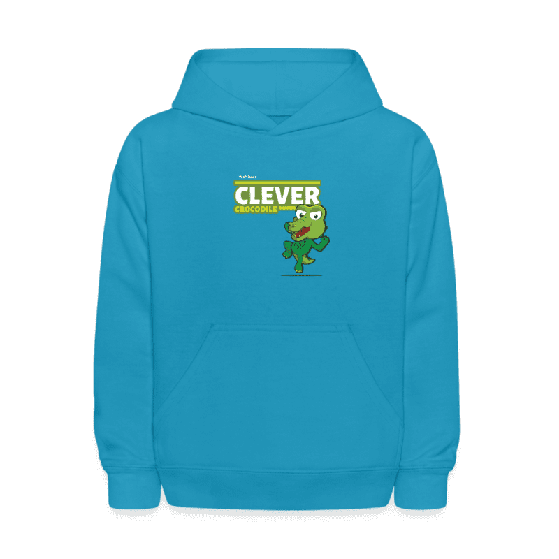 Clever Crocodile Character Comfort Kids Hoodie - turquoise