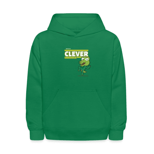 Clever Crocodile Character Comfort Kids Hoodie - kelly green