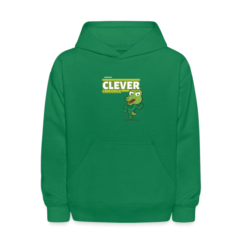 Clever Crocodile Character Comfort Kids Hoodie - kelly green