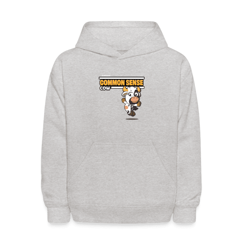 Common Sense Cow Character Comfort Kids Hoodie - heather gray