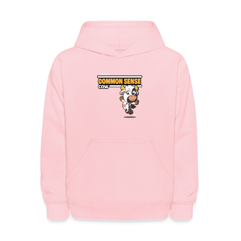 Common Sense Cow Character Comfort Kids Hoodie - pink