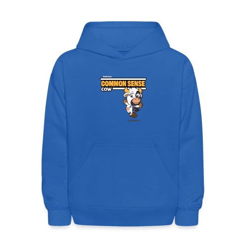 Common Sense Cow Character Comfort Kids Hoodie - royal blue