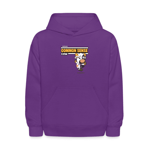 Common Sense Cow Character Comfort Kids Hoodie - purple